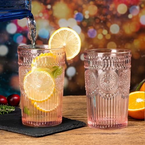 Set de 6 vasos vintage de cristal grabado 12oz miniatura 3