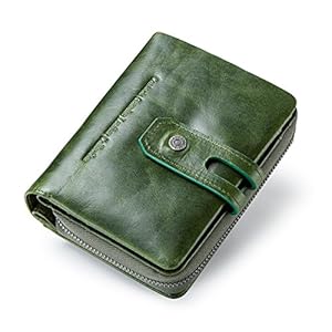 Contacts Echt leer dames trifold coin kaarthouder clutch ritssluiting portemonnee portemonnee portemonnee, groen, One-size,