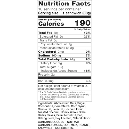 Image of Nature Valley Biscuit Sandwiches, Coconut Butter, Snack Bars, 10 Bars, 13.5 oz