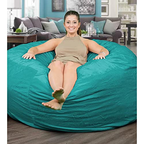 Ultimate Sack Bean Bag Chairs In Multiple Sizes And Colors: Giant Foam-Filled Furniture - Machine Washable Covers, Double Stitched Seams, Durable Inner Liner. (5000, Teal Suede) #TOP1