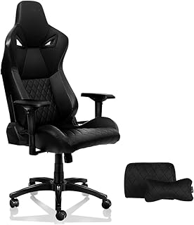 KARNOX Legend TR Silla de Oficina para Juegos Racing Style con Altura Ajustable y reposabrazos, reclinable ergonómico de 155 °, Respaldo Alto con reposacabezas Integrado (Negro)
