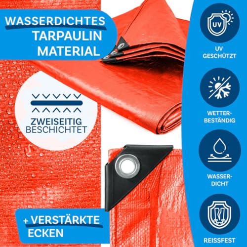 Lona impermeable etm de 6x8 m naranja para protección exterior 4