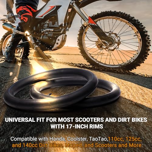 Image of (2-Pack) 2.50 /2.75-17 inch(70 /100-17) Motorcycle Inner Tubes - Compatible with Honda, Coolster, TaoTao, 110cc, 125cc, and 140cc, Dirt Bikes, Moped, and Scooters and More