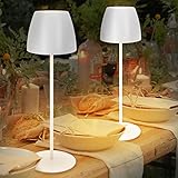 💡 Impermeable IP54: la lámpara de mesa inalámbrica con clase de protección IP45 (resistente a salpicaduras) se puede utilizar completamente incluso bajo la lluvia. La lámpara de exterior es resistente a salpicaduras de agua desde todas las direcciones, excepto el conector de carga en la parte inferior de la sombra