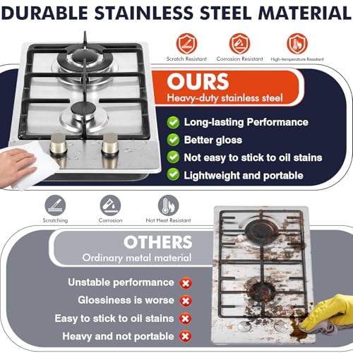 Image of Llamaviva Gas Stove 12 Inch, Propane Cooktop 2 Burner, Portable Gas Cooktop Stainless Steel, Dual Fuel LPG /NG Convertible with Thermocouple Safety Protection