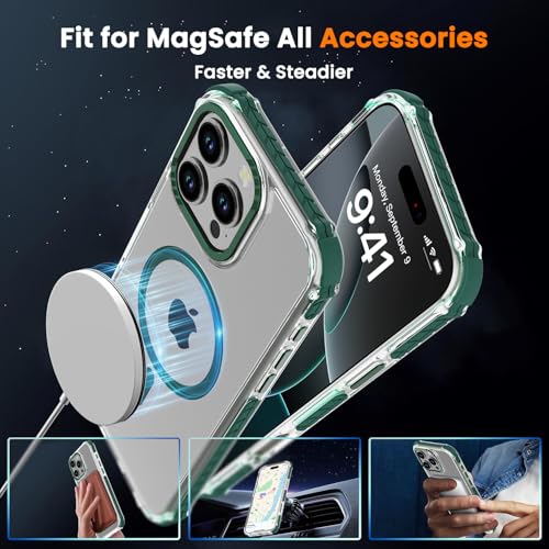 Coque iPhone 16 Pro Max Magsafe DEERLAMN transparente et verte antichoc - 4