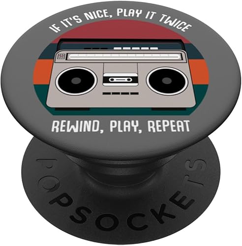 Reproductor de cassette nostalgia retro, radio vintage de los años 80 y 90 música PopSockets adhesivo PopGrip