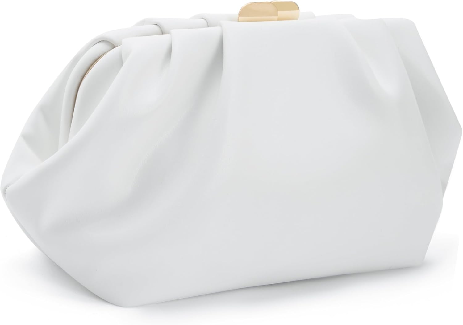 Gurina Pleated PU Clutch Purse for Women Formal - Evening Bag with Detachable Chain for Weddings, Proms