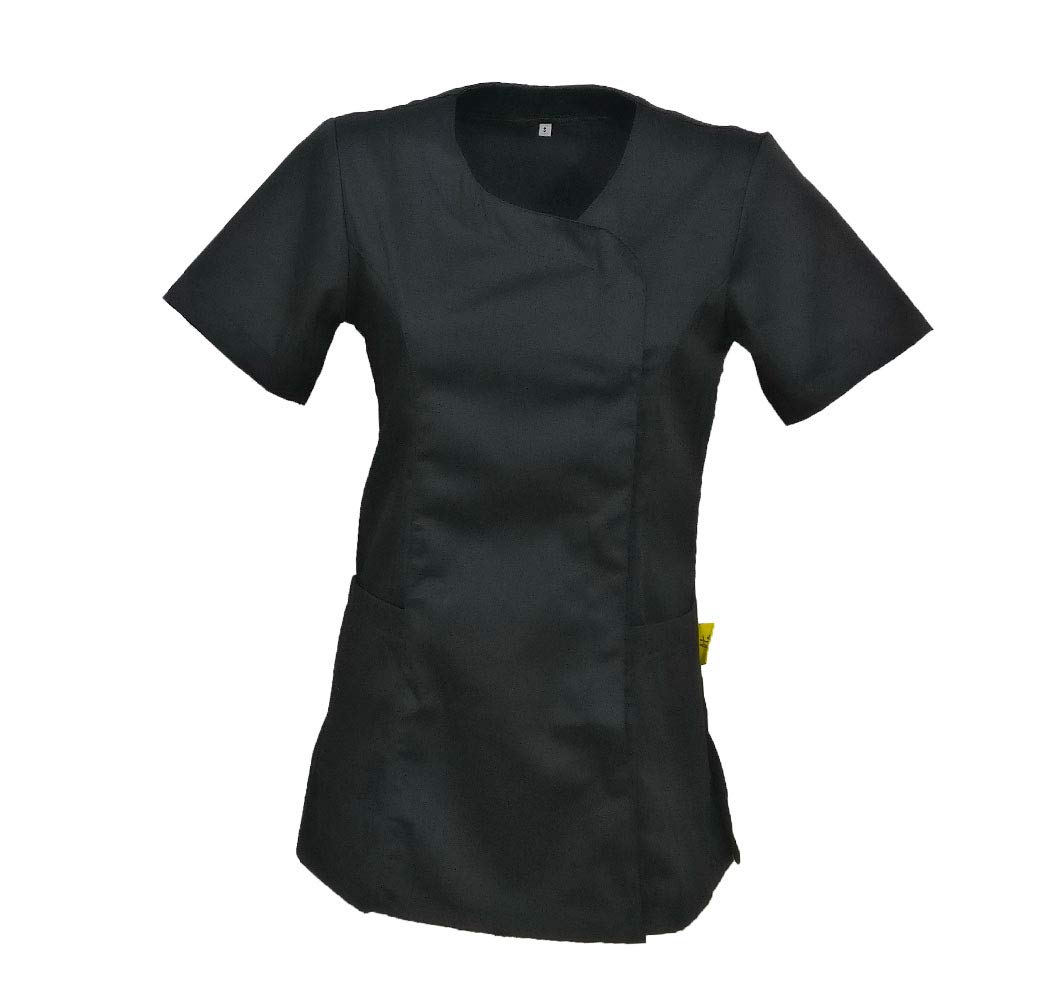 Fratelli ditalia Shirt Work Shirt Black Summer Woman Hairdresser Beautician Beauty Salon, Black , XX-Large