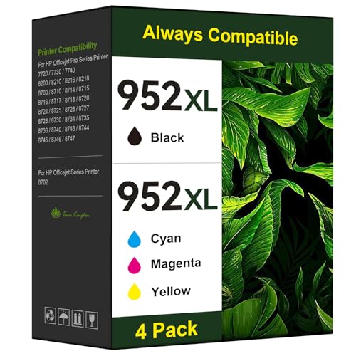 Toner Kingdom Cartuchos de tinta remanufacturados para HP 952 XL, paquete combinado de cartuchos de tinta compatibles con HP OfficeJet 8702 OfficeJet Pro 7720 7740 8210 8710 8720 8730 8740 Series (4