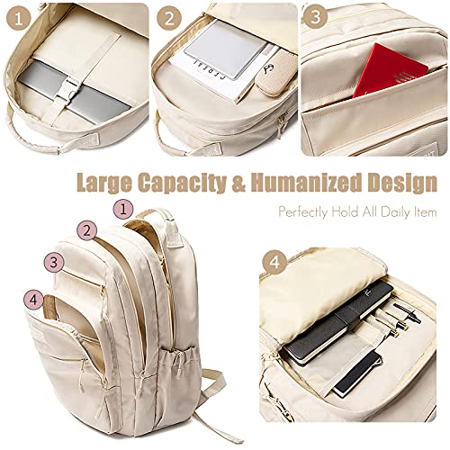 Casual Backpack Men Women 15.6 inch Laptop Daypacks Bag Rucksack for Hiking Camping Travel Outdoor Activities Waterproof PolyesterGrey Pink4