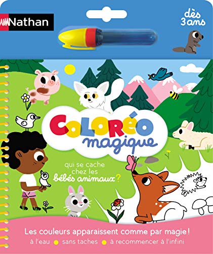 Nathan Coloréo Bébés animaux-le coloriage magique à l'eau à refaire à l'infini pour les enfants dès 3 ans, 31615