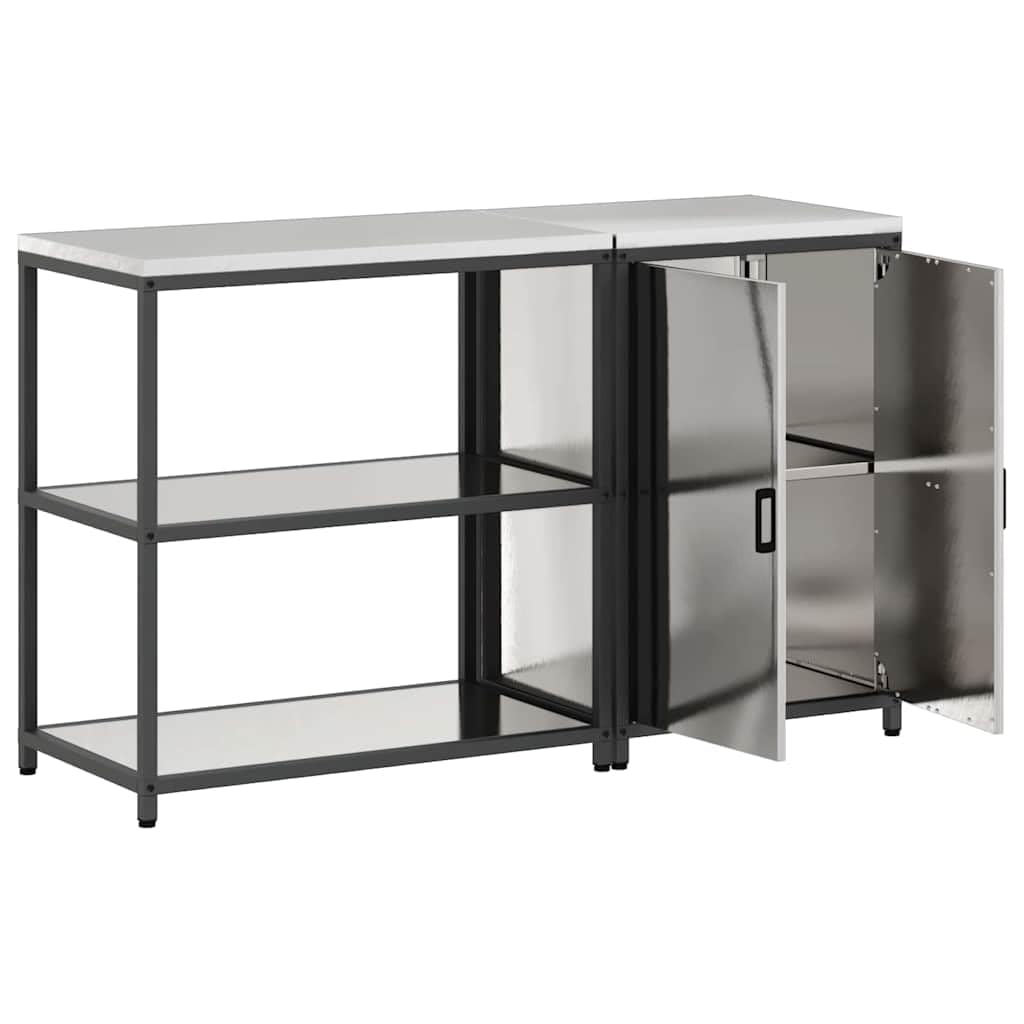 Hattem Lot de 2 armoires de cuisine en acier inoxydable argenté
