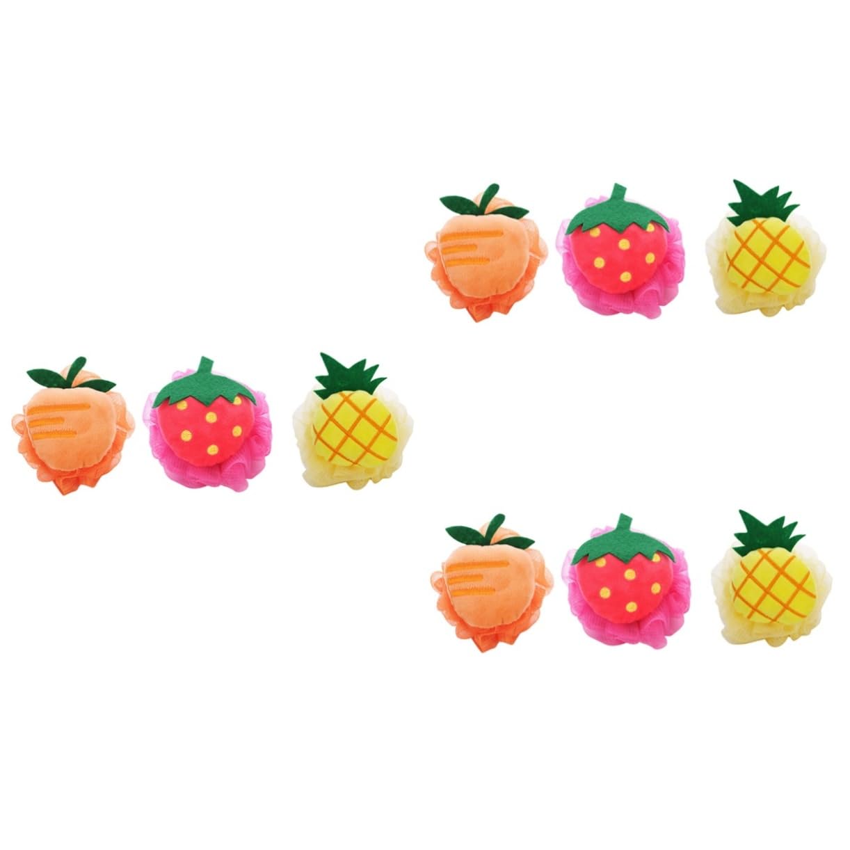 Housoutil 9stücke Teiliges Fruchtförmiger Duschschwamm Badeschwämme Aus Weichem Mesh Für Körperpeeling Und Sanfte Reinigung Für Erwachsene Und Junge Mädchen Erdbeere Ananas Mango
