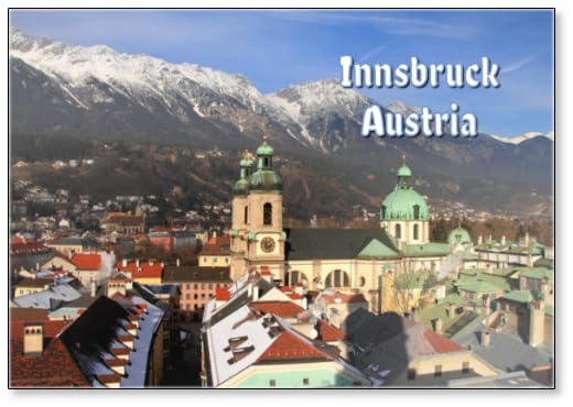 City, Cathedral, Mountains. Innsbruck, Austria, Fridge Magnet