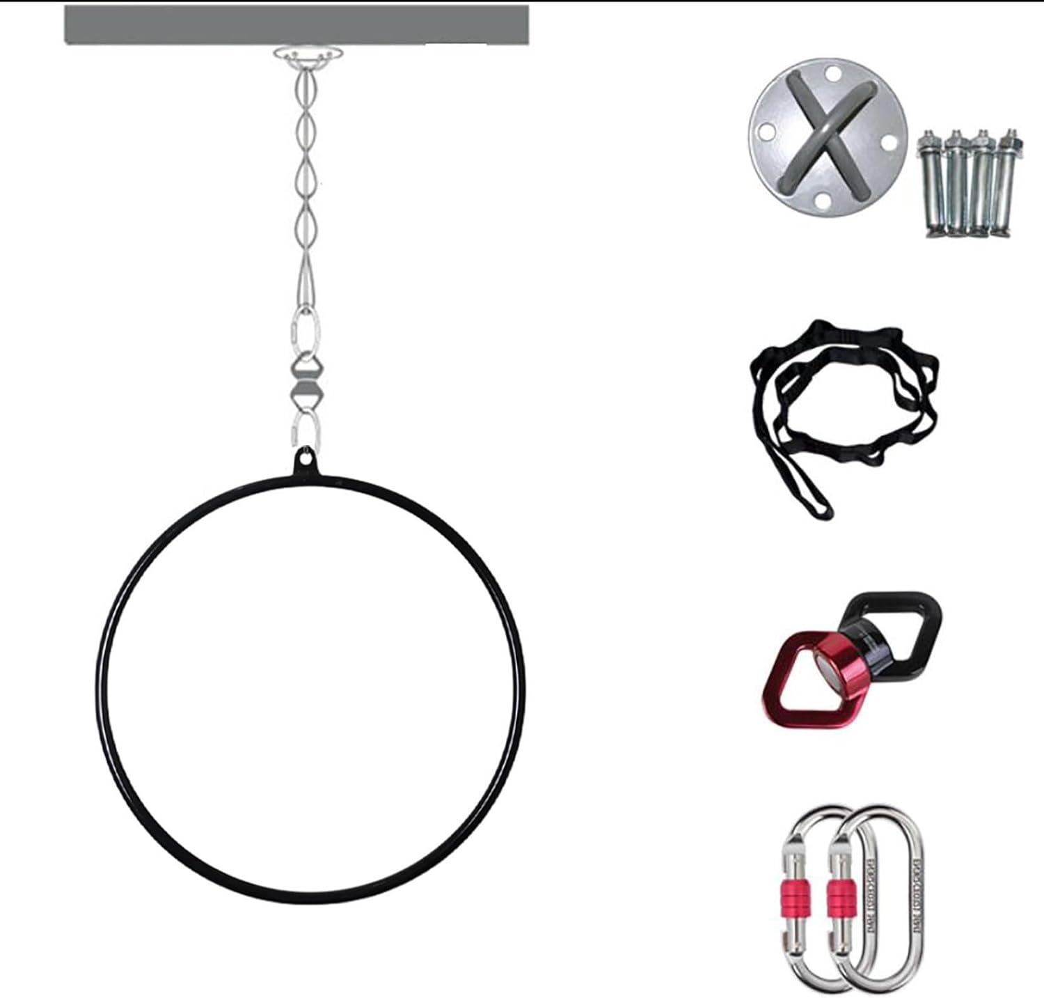 SRNSAEB Stainless Steel Complete Aerial Ring Set, Single Point Spinning Aerial Fitness Yoga Lyra Hoop Set, Circus Props Equipment for Acrobatics Performance (Size : Dia 85cm(33.5in))