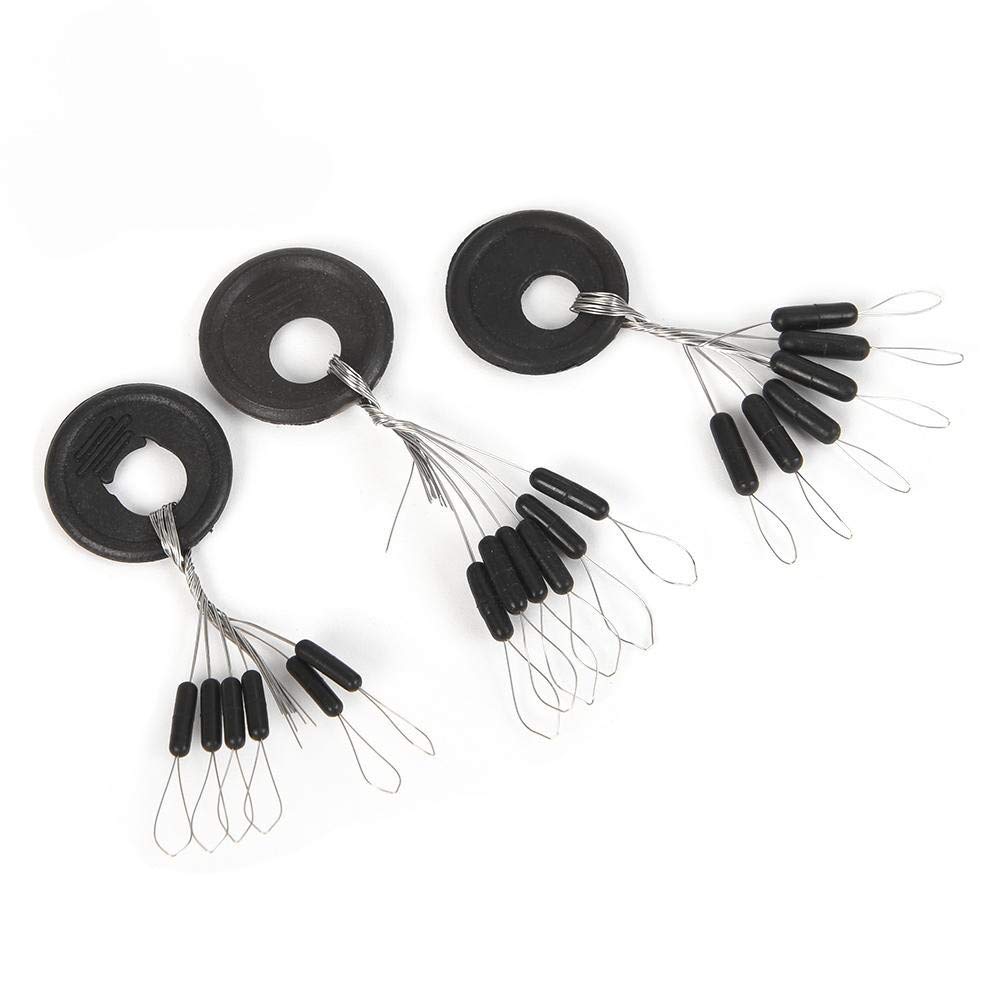 Bobber stopper da pesca, 300 pezzi, 50 gruppi/set di perline in gomma nera, tappo galleggiante da pesca, Forma cilindrica., L