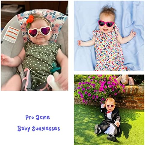 Pro Acme Infant Sunglasses Heart Sunglasses Unbreakable Baby Polarized Sunglasses for Toddler & Infant 0-36 Months
