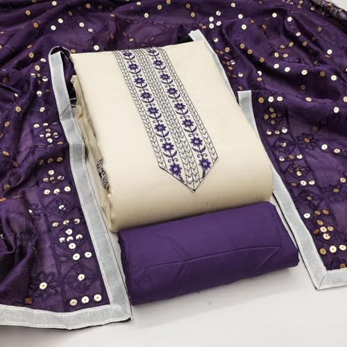 Image of HMP Fashion Womens Bombay Cotton Embroidery Tie Cotton Unstitch dress Material With Chanderi lace bordered Dupatta