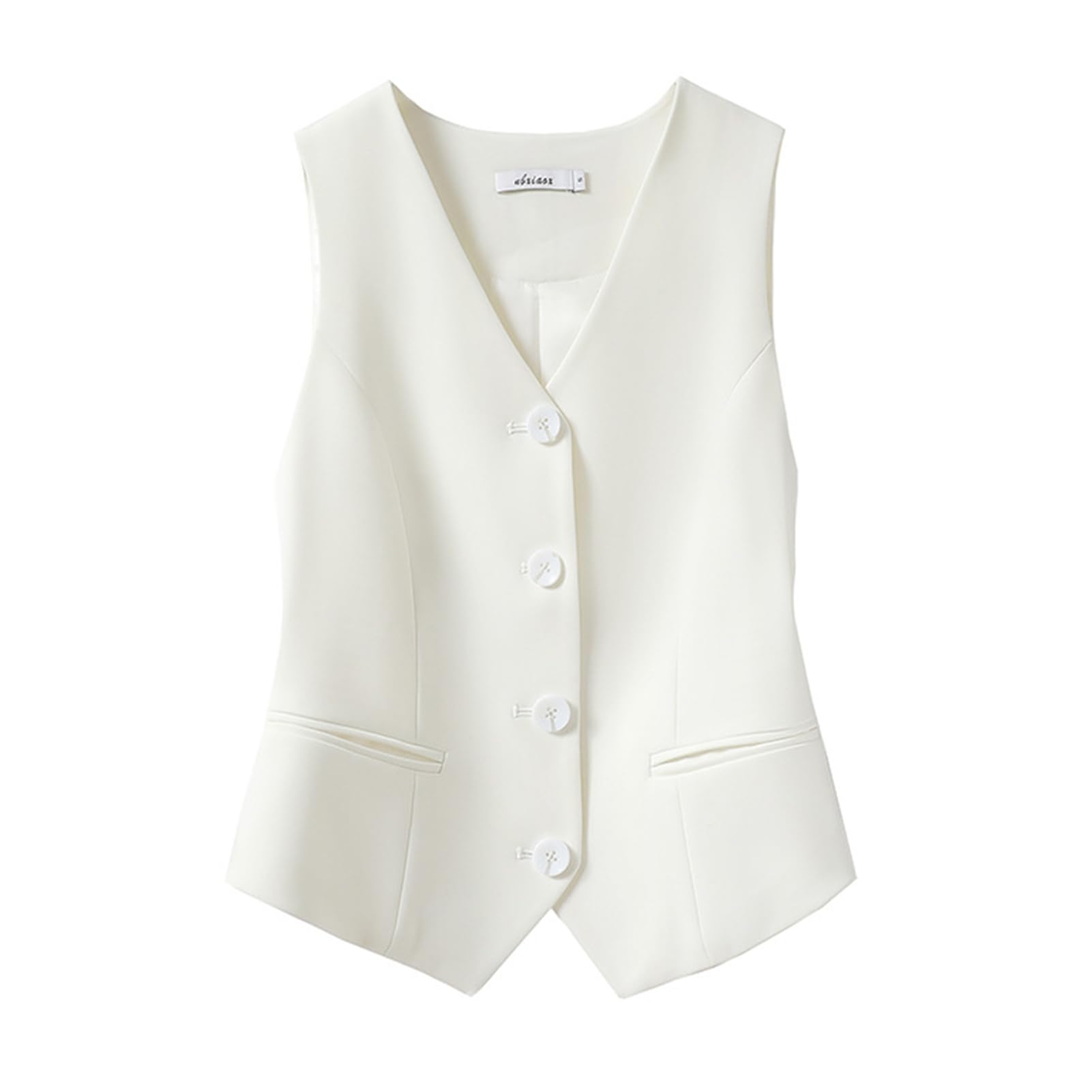Gilet quotidiano Casual Suit Gilet da donna con scollo a V monopetto senza maniche tinta unita vestibilità ampia per formale