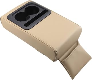 YHAINI Caja de almacenamiento de consola Reposabrazos universal para coche, color marrón, consola central, caja organizadora, bandeja, portavasos, soporte de almacenamiento, accesorios para coche, caj