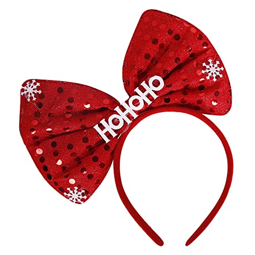 Christmas Headband Red Hair Band Red Christmas Hair Accessories for Girls Women Birthday Party New Year Wedding Celebration Gift (Bow)