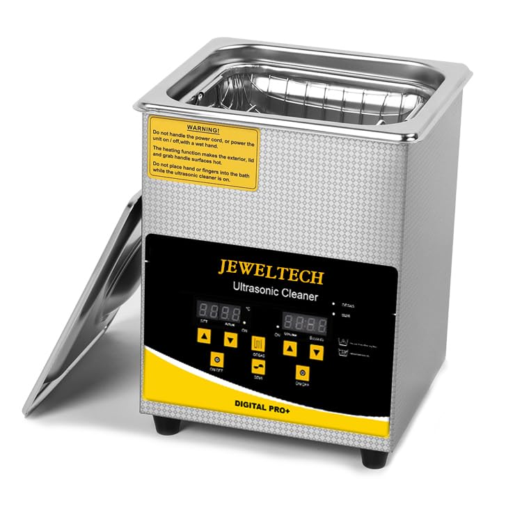 JEWELTECH Digital Pro+ Ultrasonic Cleaner Machine, 2L Capacity, Professional Grade, 42000kHz, Digital Timer and Heater, for Jewelry, Dental Tools, Optical Instruments, Lab Equipment (2L)