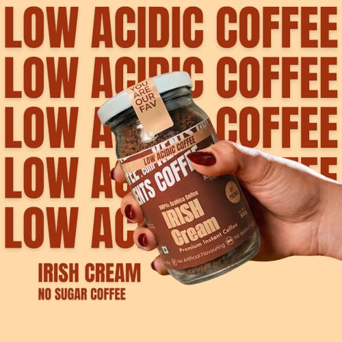 Image of Kents Coffee Combo - HAZELNUT & IRISH CREAM 2 x 50g Jars | LOW ACIDIC INSTANT COFFEE | Medium Roast | 100% Arabica | No Added Sugar | 90 Cups Serves | CHIKMAGALUR | Perfect for Hot & Cold Brews | Espresso, Latte, ICED & COLD COFFEE (50g x 2)
