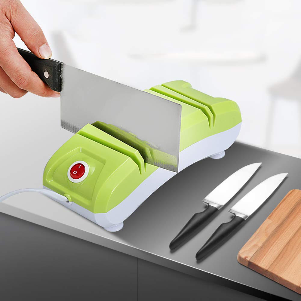 DUYER affilacoltelli Elettrico da Cucina, Affilatrice Multifunzione, Affilatura Rapida, Adatta A Una varietà di Strumenti, Base Antiscivolo, Dissipazione Rapida del Calore Green