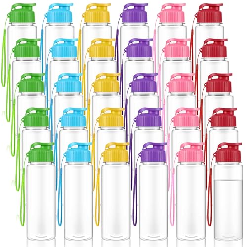 Olgaa 30 Pcs Water Bottles Bulk 17 oz Reusable Leak Portable Plastic Sports Drink Water Bottles with Handle Strap for Cycling Camping Hiking Gym Yoga (Colorful)