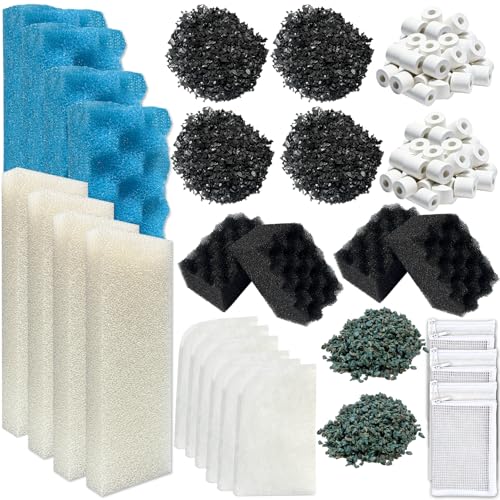 Image of 44-Piece Aquarium Maintenance Media Kits Replacement for Fluval 306 /307 Performance Canister Filter - Includes Carbon, Ammonia-Absorbing Pad, Sponges(2 Sets)
