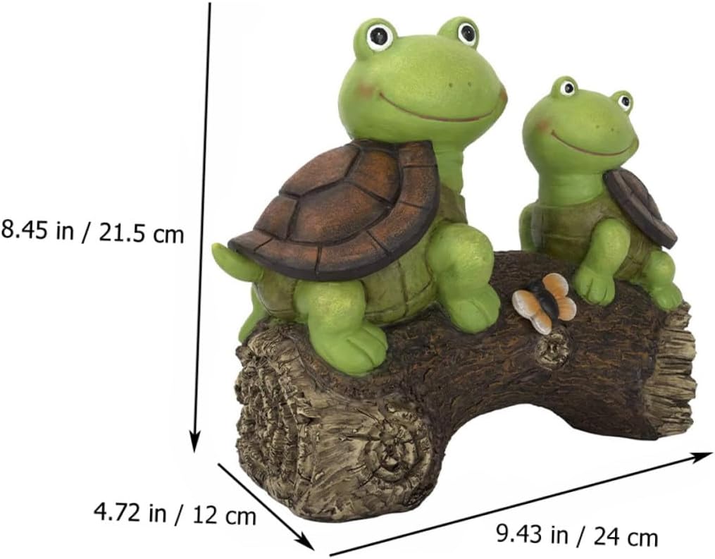 Lurrose Resin Turtle Solar Lamp Decorative Outdoor Garden Light Energy-Saving Animal Shape Landscape Lamp for Patio Lawn