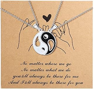 LOLIAS Couples Necklaces for Men Women Stainless Steel Cord Puzzle Pendant Necklace Yin Yang Necklace Gift Magnet Couples Matching Necklace Love Heart for Boyfriend Girlfriend