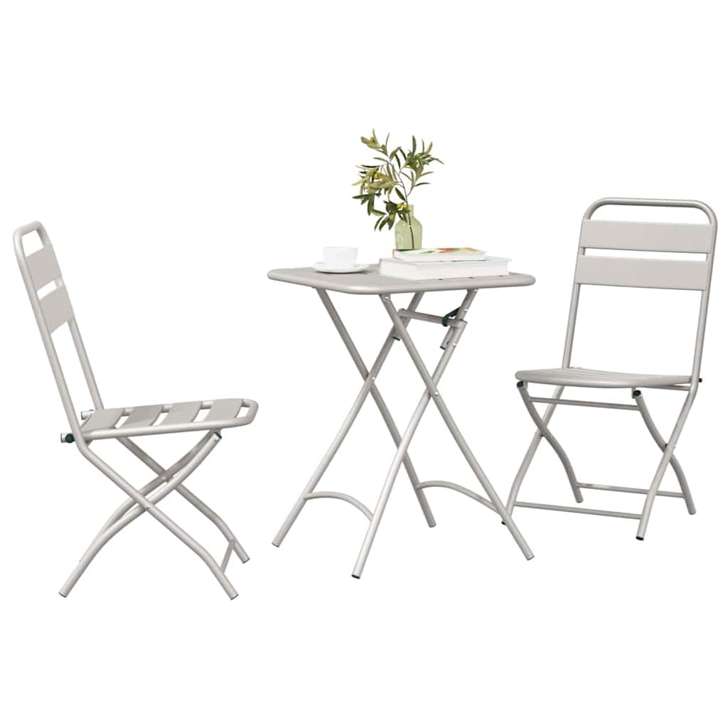Set Bistrot Pieghevole 3 Pezzi Beige Acciaio