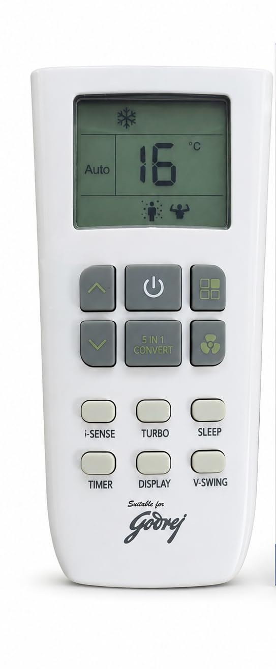 AC Remote Compatible with GODREJ Split Inverter AC Remote (5 in 1 Convert and i-Sense Function) Your Old Remote Must Be Exact Same-image-16