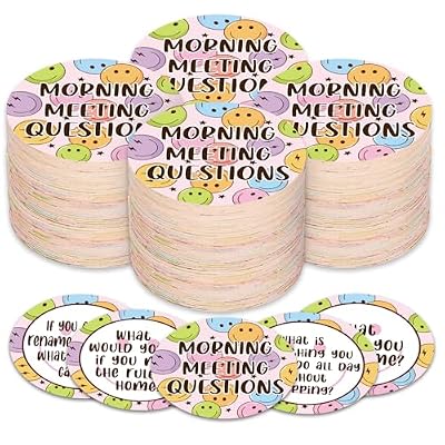 FYSUIMU 100Pcs Boho Morning Meeting Chips Colorful Smile Face Questions Cards for Students Classroom Discussion Prompts for Teachers Back to School Activity Supplies