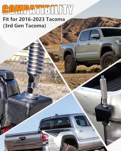 Image of Passenger Side Tacoma Tailgate CB Antenna Mount with SO-239 Adapter, Rear Bed Antenna Bracket Compatible with Toyota Tacoma 2016-2023