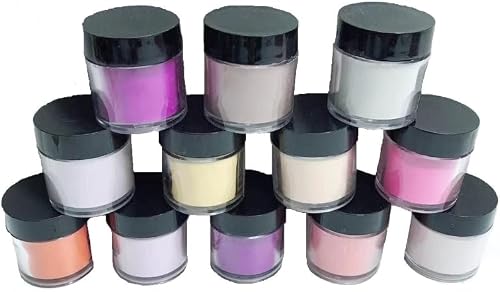 Acrylic Powder Set for Nail Extensions, Multicolour, 12 Piece Collection
