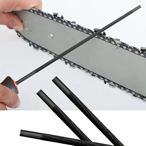 Miniatura 5 de Juego de limas de motosierra con 3 tamaños 5/32, 7/32, 3/16 pulgadas, 3 piezas de afilador de motosierra, juego de herramientas de afilado de cadena