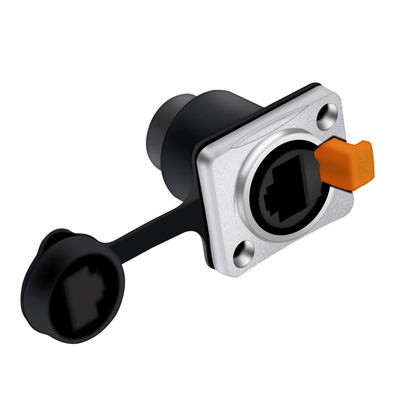 Conectores RJ45 tipo D de montaje en panel Ethernet A1046-A chasis robusto negro