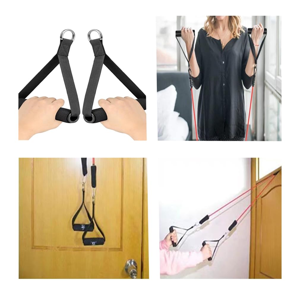 4 Pezzi Manopole per Fasce di Resistenza, Maniglie Palestra Cavi,Maniglie per Resistenza,Maniglie per Fitness,con 4 Bottoni a Pressione,per Fitness per Yoga Pilates Fitness Allenamento