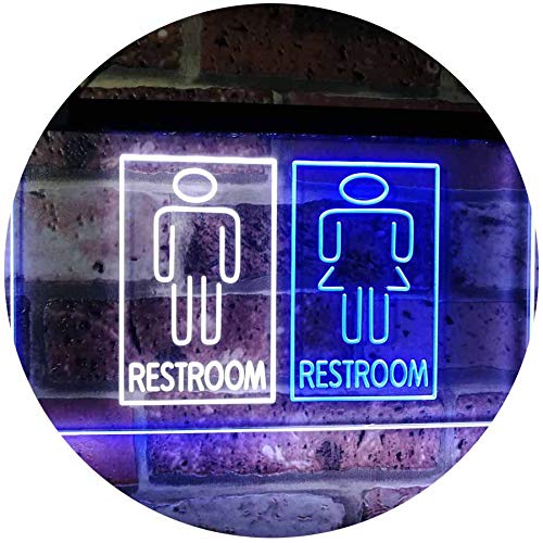 ADVPRO Restroom Male Female Boy Girl Toilet Dual Color LED Neon Sign White & Blue 400 x 300mm st6s43-i3029-wb — image 1