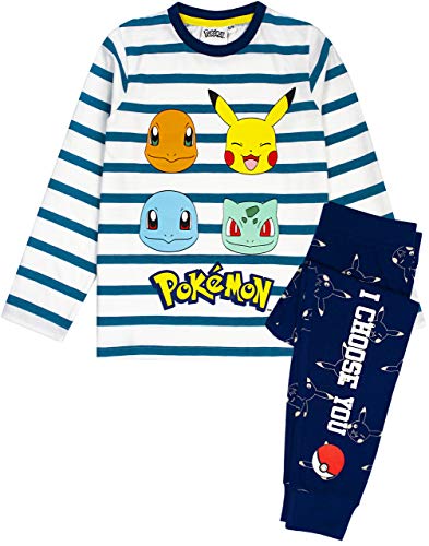 Pokemon Pijamas Pikachu Personajes Niños Rayas T Shirt & Pantalones Pijamas 7-8...