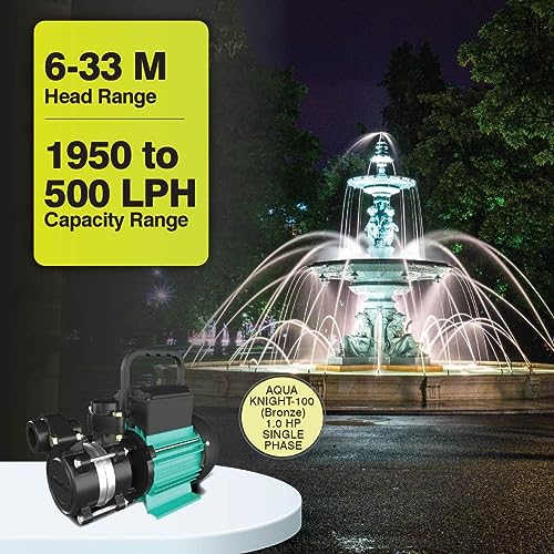 Image of kirloskar aquanight 100 bronz 1 hp water pump with 24 liter water pressure boosting 24 liter tank, 5 way Connector, Pressure Guage, Pressure Switch, (multicolour)