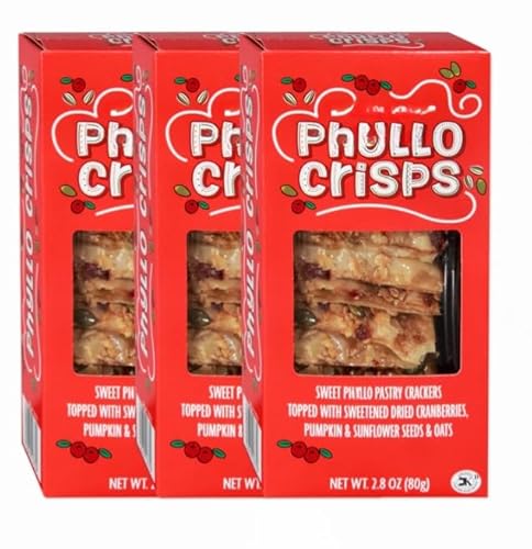 Phylllo Crisps, with dried cranberries, pumpkin, sunflower seeds, oats, 2.8 oz (3 Pack)