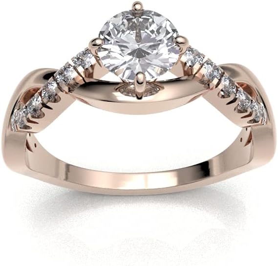 JEWELS FORUM 0.70 Carat TCW Round Diamond Infinity Engagement Ring Set 14K Gold Ladies Wedding Band 0.33 Carat Solitaire Diamond Split Shank Pave Set Stackable Ring For Women Color HI/Clarity I1