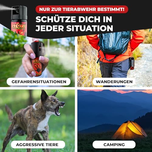 2 x Wilhelm Pfefferspray 40 ml Tierabwehr Selbstverteidigung CS KO Spray hochdosiert (ca. 2 Mio. Scoville) effektives Verteidigungsspray