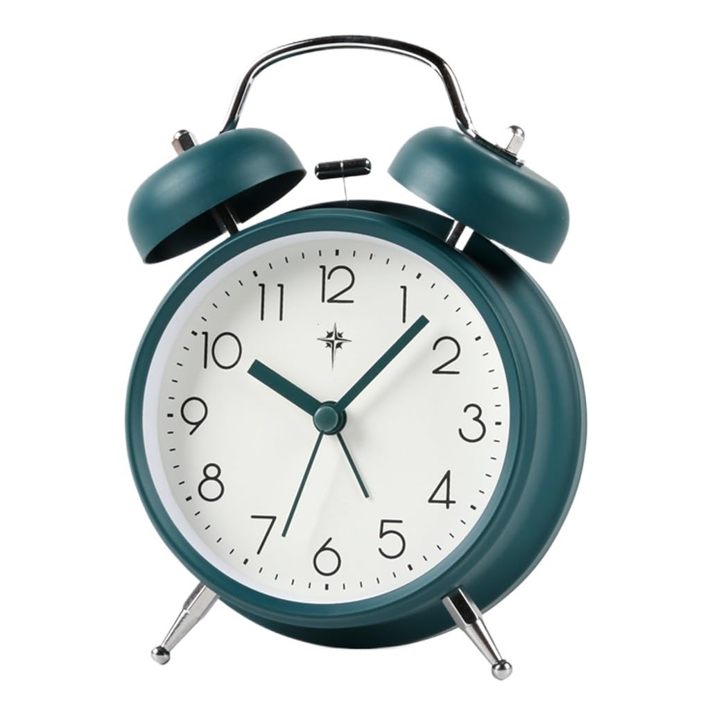 KLPODAU Vintage Metal Ringing Alarm Clock Large Bell Luminous