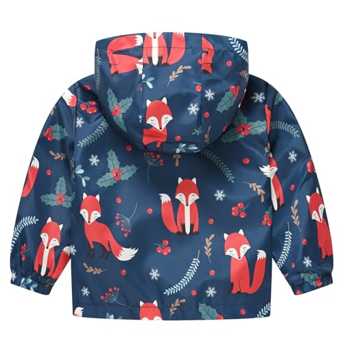 Boys Girls Children Spring Fall Winter Windbreaker Casual Wind Printing Light Fashion Jackets (Navy, 5-6 Years)2