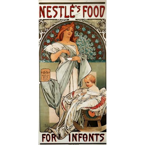 Poster Mucha Nestle grand format pour habiller un grand mur vide salon